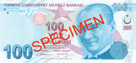 100 Turkish Lira Front Face