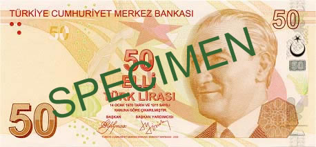 50 Turkish Lira Front Face