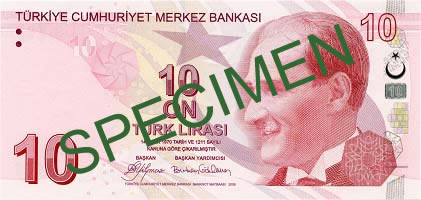 10 Turkish Lira Front Face